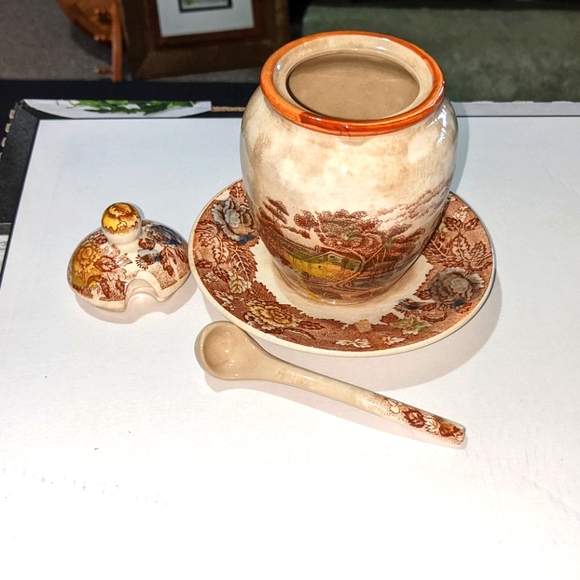 Vintage 1950's Mountain Woodland by Nasco Jam Jar - Picture 1 of 14